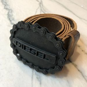 DIESEL LEATHER BELT 95 CM CHAIN MADE IN ITALY